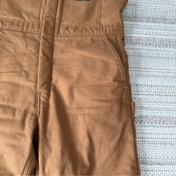 Walls Bib Overalls Mens Insulated Lined Canvas Duck Workwear Brown Excellent - Picture 10 of 16